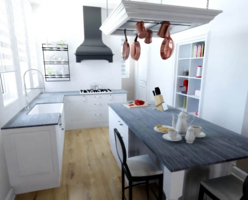 Pans in kitchen